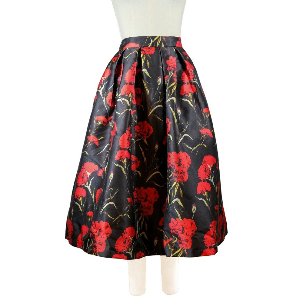 Ark & Co. Rose Print Satin Evening Skirt - Size LG - NWT - Picture 1 of 12